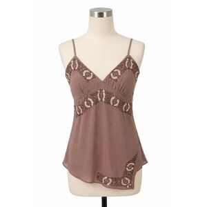 Jennifer Taylor Camisole Women 38 Mauve Embroidered Sequin Asymmetrical Top